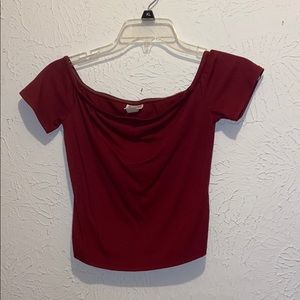 maroon off the shoulder top